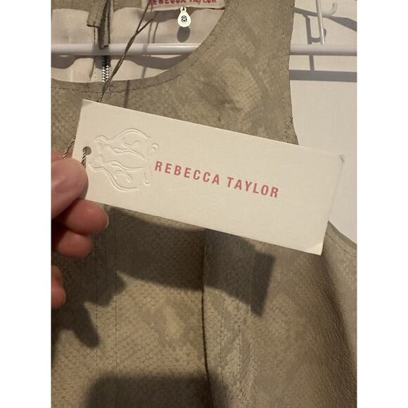 NWT Rebecca Taylor Size 8 100% Pig Leather Python Print Dress Cream Party - Picture 5 of 16